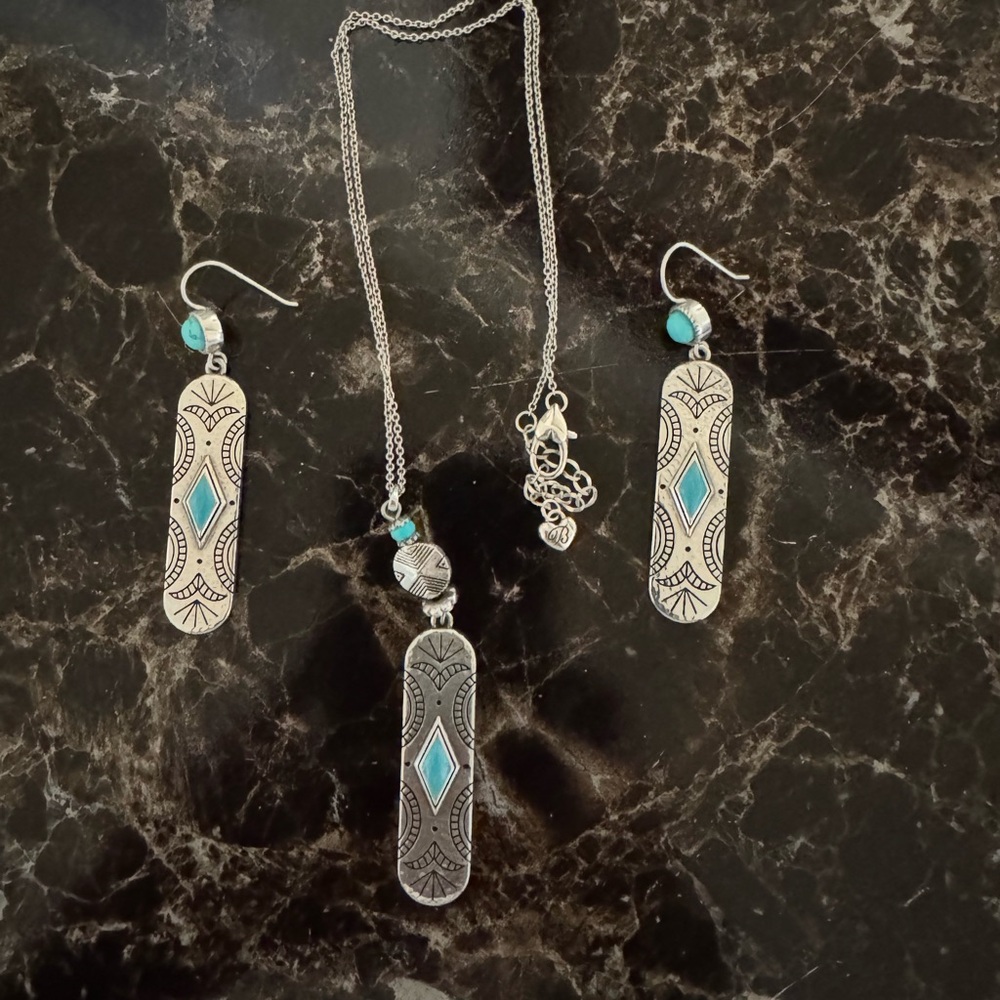 Brighton Silver and Turquoise Jewelry Set